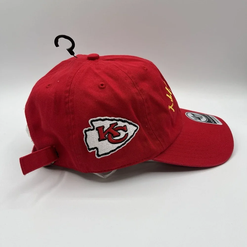 Kansas City Chiefs 47 Brand Hat Reversed Script‎ Clean Up Strap Back Dad NEW